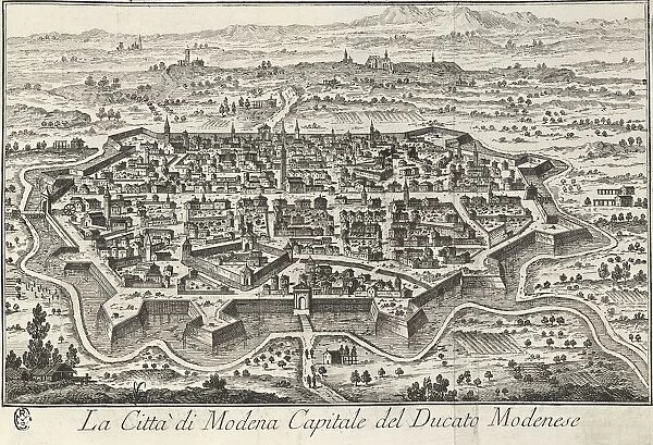 Map of Modena, engraving, 1751
