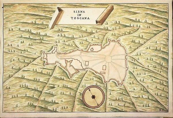 Map of Siena and its defensive structures