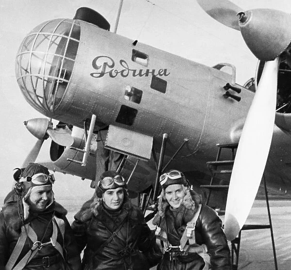 Order-bearers captain polina osipenko (co-pilot and commander of the plane), deputy to the supreme soviet of the ussr valentina grizodubova (navigator), and senior lieutenant marina raskova right before their historic flight, they set a world record for non-stop direct flight by women when they flew a tupolev db2  /  ant37 aircraft named rodina 6, 000 kilometres (3, 700 miles) from moscow to komsomolsk-on-amur, on the south-eastern tip of siberia, september 24, 1938
