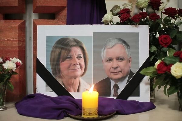 Pictures of president Lech Kaczynski and his wife killed in a plane crash