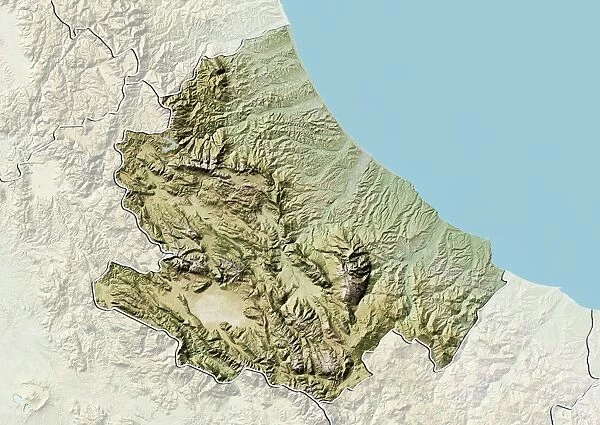 Region of Abruzzo, Italy, Relief Map