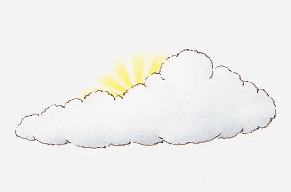 Illustration of sun disappearing behind a cloud