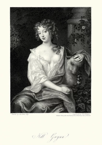 Nell Gwyn. Vintage engraving of Nell Gwyn (2 February 1650 to 14 November