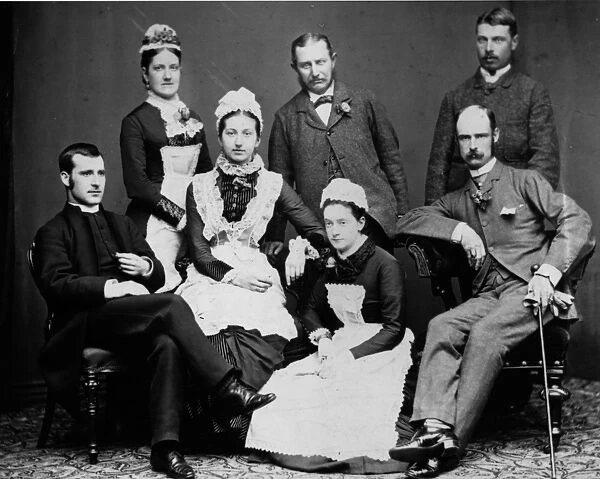 Servants. circa 1865: A group of well dressed servants