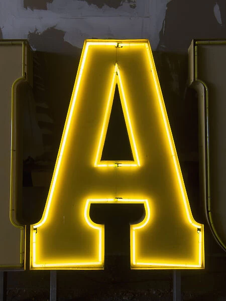 Vertical, Alphabet, Capital Letter, Close-Up, Color Image, Electricity, Glowing, Illuminated