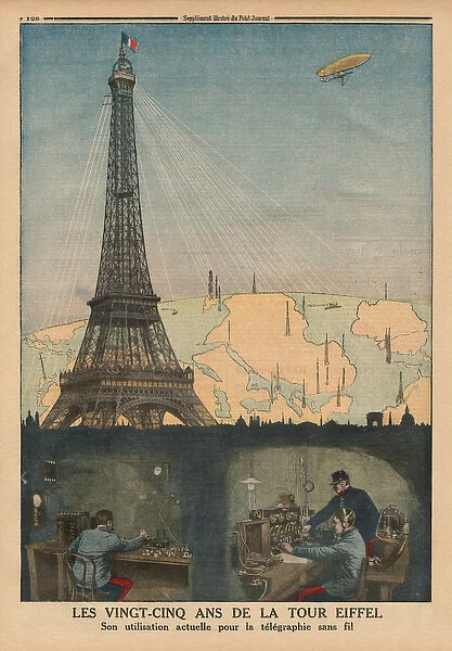 The 25th Anniversary of the Eiffel Tower used now for the wireless telegraphy, back