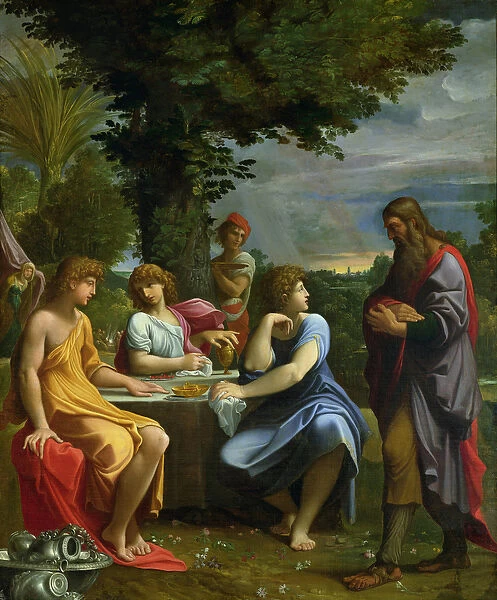 Abraham and the Three Angels (oil on canvas)