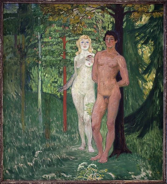 Adam and Eve. Painting by Jan Preisler (1872-1918), Oil On Canvas, 1908