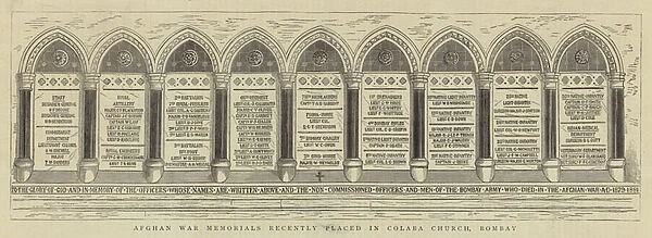 Afghan War Memorials recently placed in Colaba Church, Bombay (engraving)
