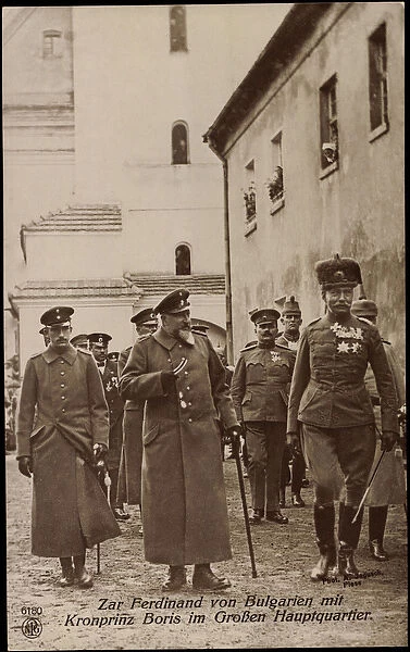Ak Tsar Ferdinand of Bulgaria with Crown Prince Boris in the Grand Headquarters