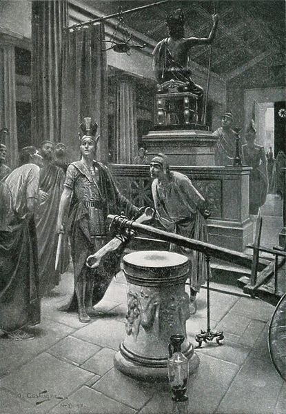 Alexander cutting the Gordian Knot (litho)