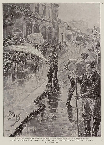 An Anti-Cholera Specific, washing the Streets round Covent Garden (litho)