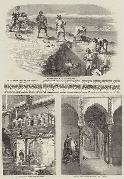 Arabs excavating at the Ruins of Carthage (engraving)