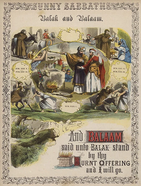 Balak and Balaam (coloured engraving)
