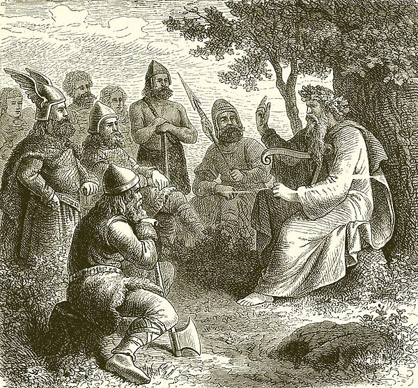 A Bard Singing the Deeds of Teuton Warriors (engraving)