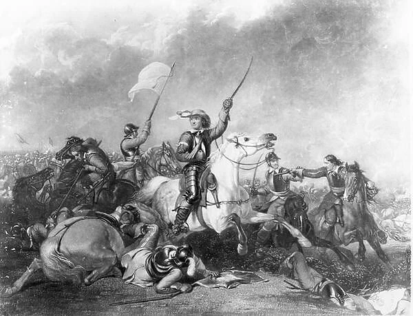 The Battle of Marston Moor, 2nd July 1644 (oil on canvas) (b  /  w photo)