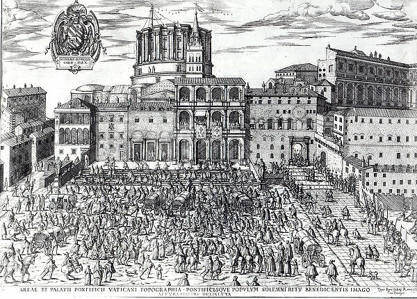 The Benediction of Pope Pius V in St. Peters Square c. 1567 (engraving)