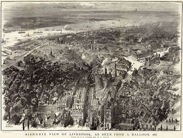 Bird s-eye view of Liverpool (engraving)