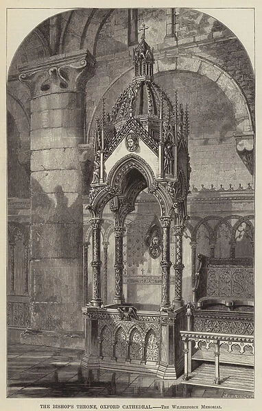 The Bishops Throne, Oxford Cathedral, the Wilberforce Memorial (engraving)