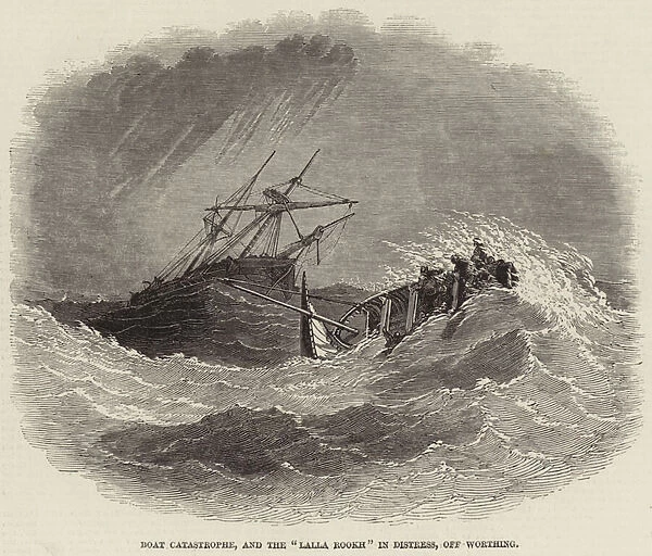 Boat Catastrophe, and the 'Lalla Rookh'in Distress, off Worthing (engraving)