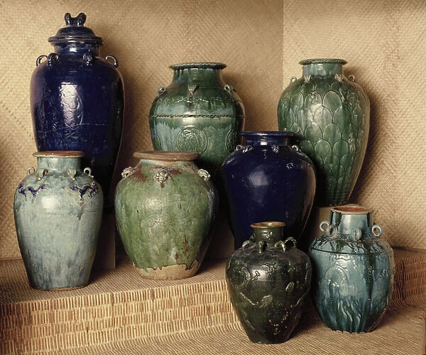Chinese glazed jars (glazed earthenware)