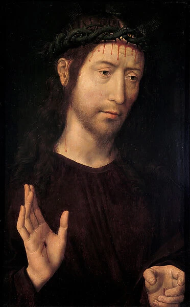 Christ Blessing par Memling, Hans (1433  /  40-1494). Oil on wood, size : 53, 4x39, 1
