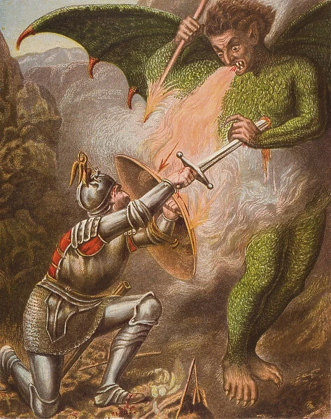 Christians conflict with Apollyon, illustration from The Pilgrim s
