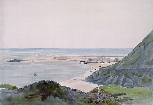 A coast scene with a harbour