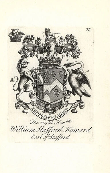 Coat of arms and crest of the right honorable William Stafford Howard, 2nd Earl of Stafford, 1686-1734