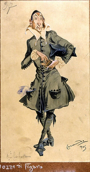 Costume design for Basilio, from The Marriage of Figaro, 1905 (colour litho)