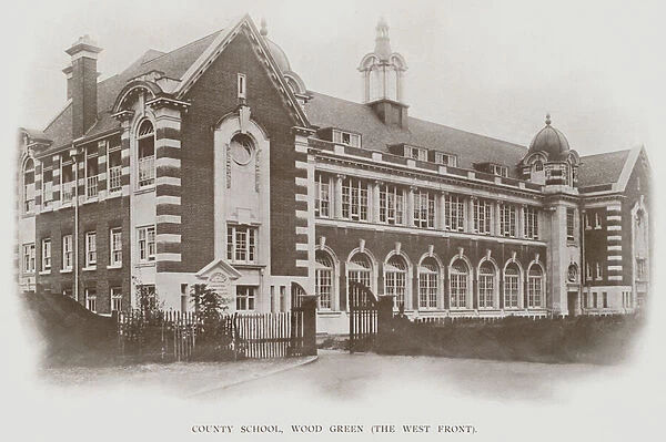 County School, Wood Green, The West Front (b  /  w photo)