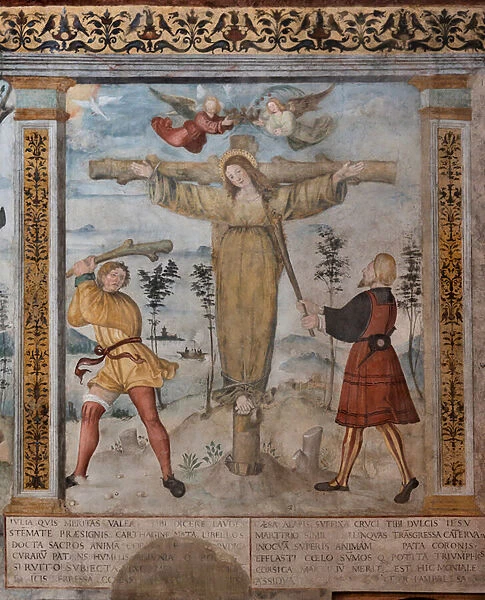 Detail of the Crucifixion of St. Julia, frescoes on the Stories of S. Giulia and Christ, 1520 (fresco)