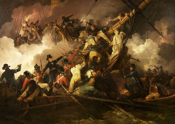 The Cutting-Out of the French Corvette La Chevrette, 1802 (oil on canvas)