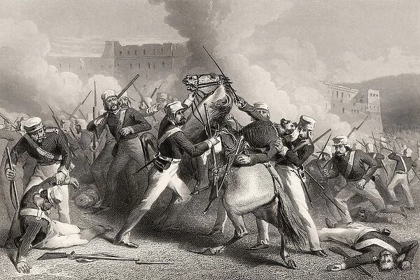 Death of Brigadier Adrian Hope in the attack on the Fort of Roodmow, 15th April 1858