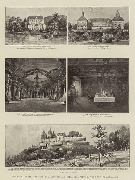 The Death of HH the Duke of Saxe-Coburg and Gotha, KG, Views in the Duchy of Saxe-Coburg (engraving)