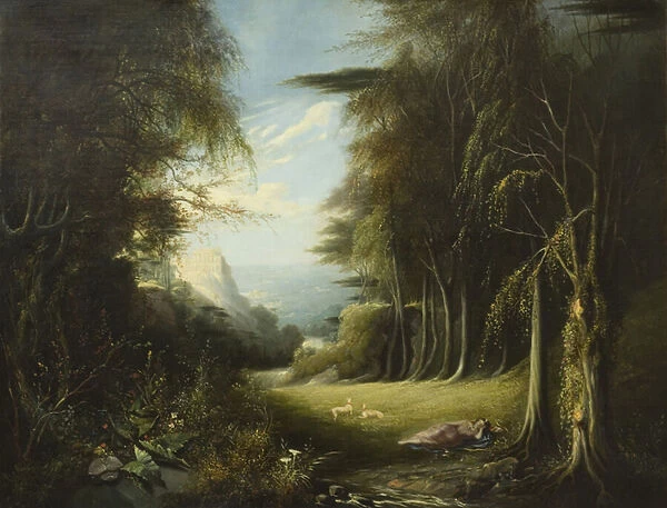 Diana asleep in a Woodland Glade (oil on canvas)