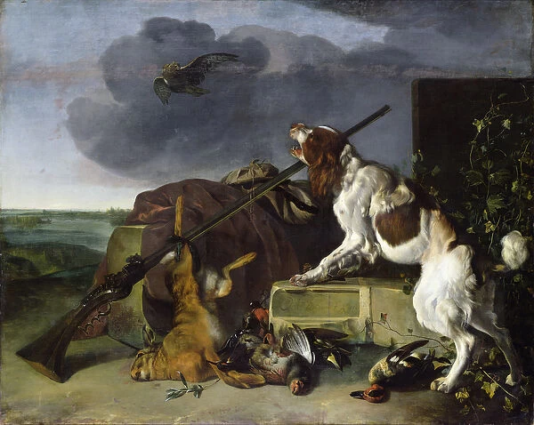 Dog defending the game, 1658 (oil on canvas)