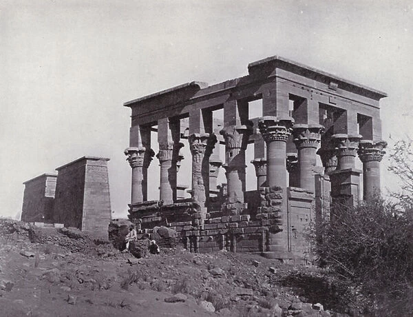 Egypt: The Kiosque at Isis Temple on the Island of Philae (b  /  w photo)