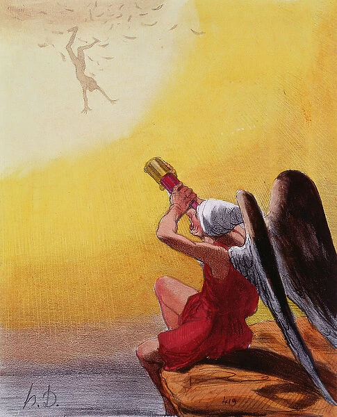 The Fall of Icarus (colour litho)