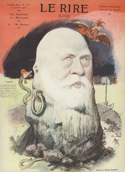Ferdinand Sarrien, French politician. Illustration for Le Rire (colour litho)