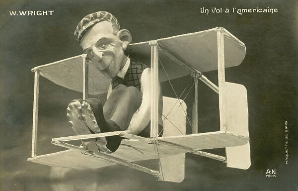 Figurine of Wilbur Wright in a plane (litho)