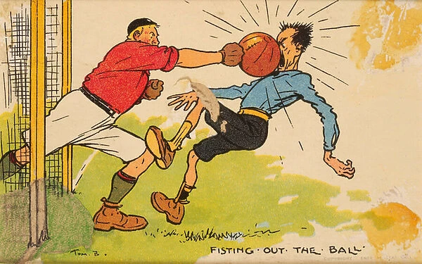 Fisting out the Ball, a mounted postcard (colour litho)