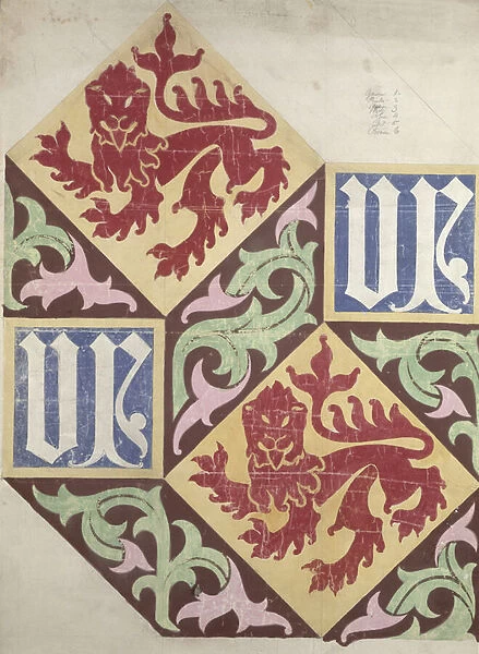 Floor design for the Houses of Parliament (gouache & pencil on paper)