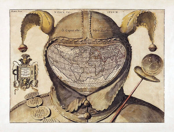 Fools Cap World Map, c. 1590 (engraving)