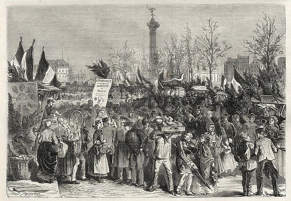 The ham fair at Boulevard Bourdon in Paris (Place de la Bastille) - 1868