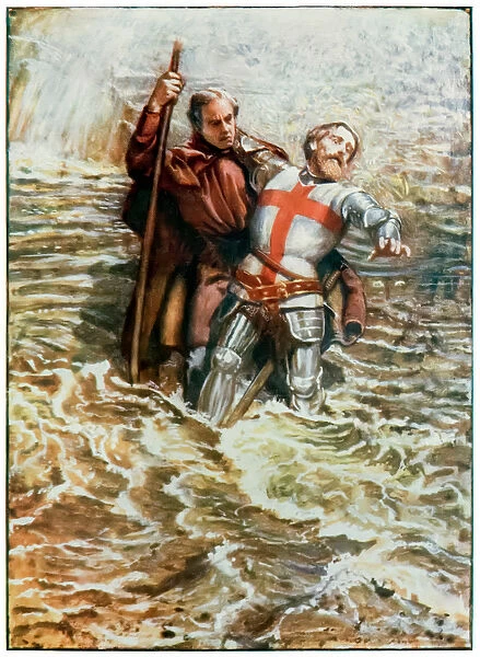 'Hopeful helps Christian to cross the river'from The Pilgrim