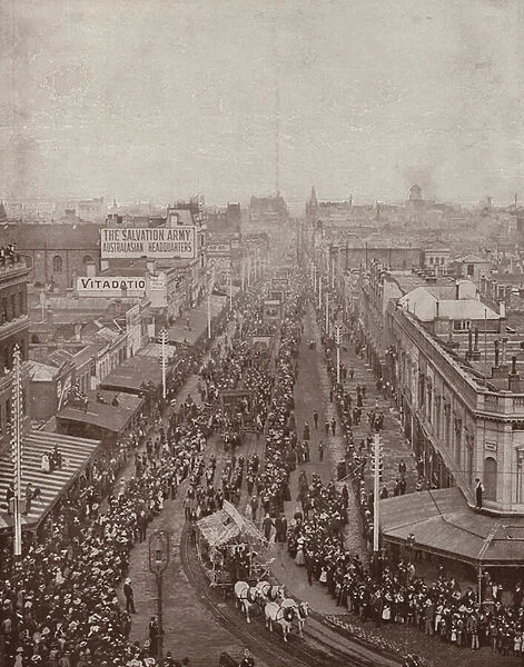 An eight hours procession, Melbourne, looking down Bourke Street (b  /  w photo)