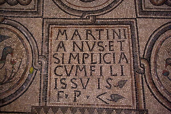Detail of an inscription (mosaic)