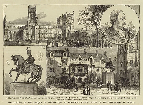 Installation of the Marquis of Londonderry as Provincial Grand Master of the Freemasons at Durham (engraving)