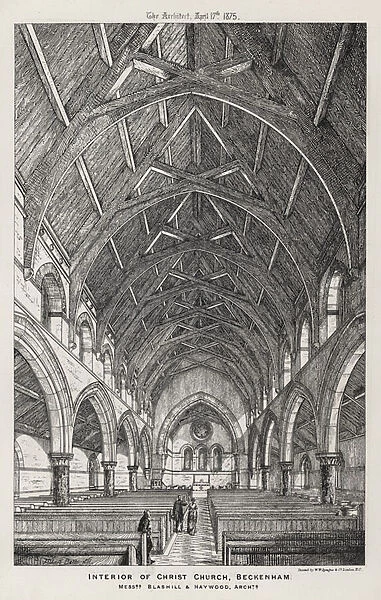 Interior of Christ Church, Beckenham (engraving)